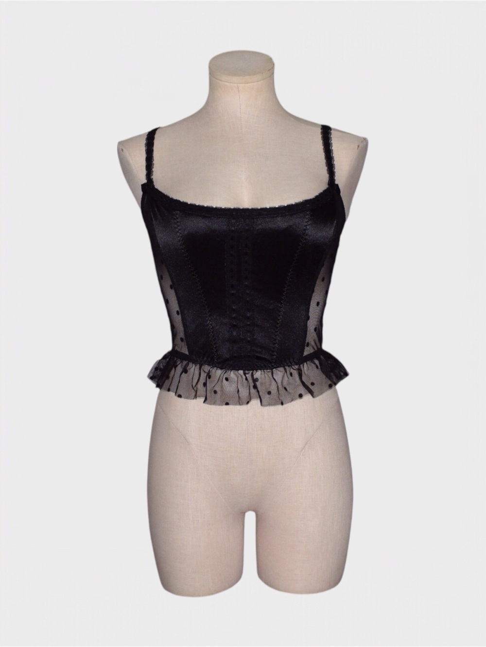 NWT Victorias Secret Satin Polka Dot Mesh Bustier Corset Top